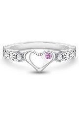 itsy-bitsy silver clear and pink round cz baby ring